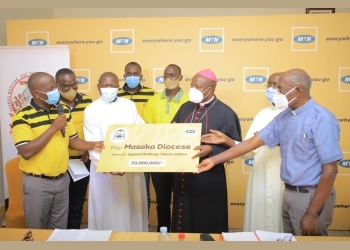 MTN Uganda Supports the Catholic Church with Ugx.35Million Shs Ahead of Martyrs Day Celebrations