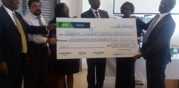 Angella Katatumba Hands Over Shs185m to Uganda Cancer Institute
