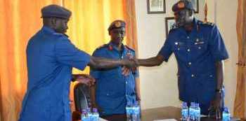 Former Presidential Pilot Maj Gen Lokech hands over Airforce office to Brig Okidi