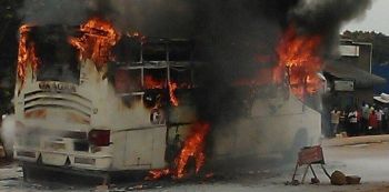 Passenger Bus Blows Up In Flames In Matuga — Photos