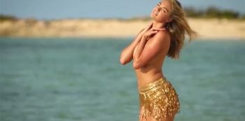 Kate Upton Goes Topless In Gold Bikini