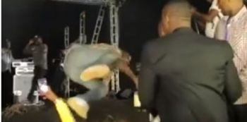 Davido falls off stage in Rwanda (See video)