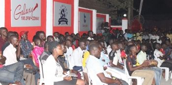 Photos &mdash; Crowds Flock Galaxy Fm Premises To Watch Uganda Cranes Match