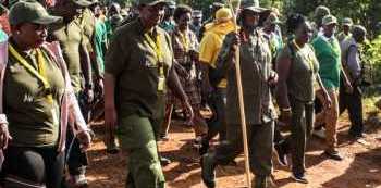 Day Three of The Africa Kwetu Walk, Museveni Treks from Bukomero to Ndiraweru