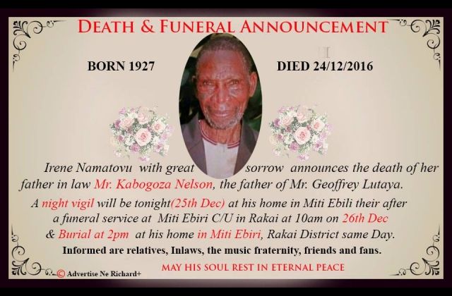 Sad News: Geoffrey Lutaya’s Dad Is Dead