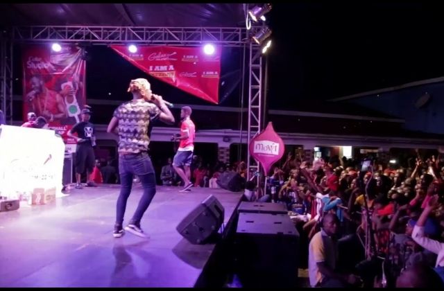 Fik Fameica Almost Breaks Leg On Stage At Resort Beach Entebbe.
