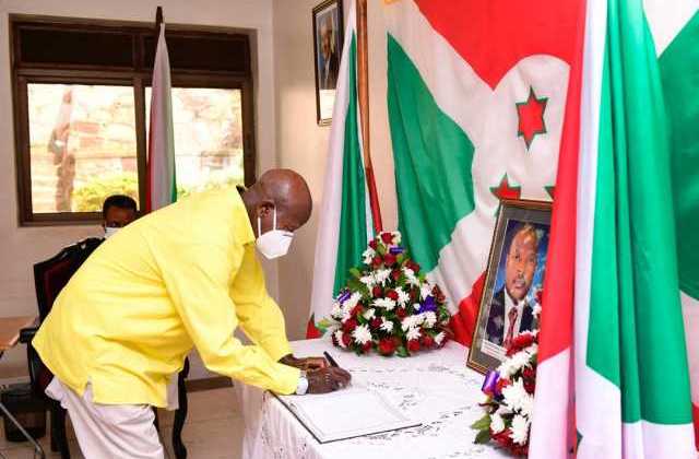 President Museveni, First Lady Pay respects to late Nkurunziza at Burundi Embassy in Kampala