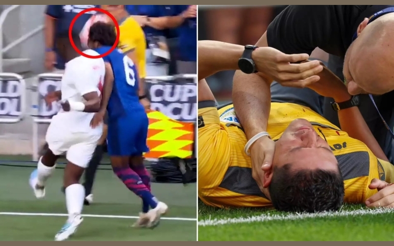 The bizarre injury of a linesman during a CONCACAF Gold Cup match