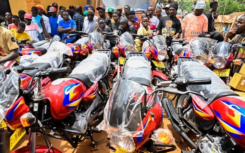 President Museveni Gives 36 Motorcycles to Ghetto youth