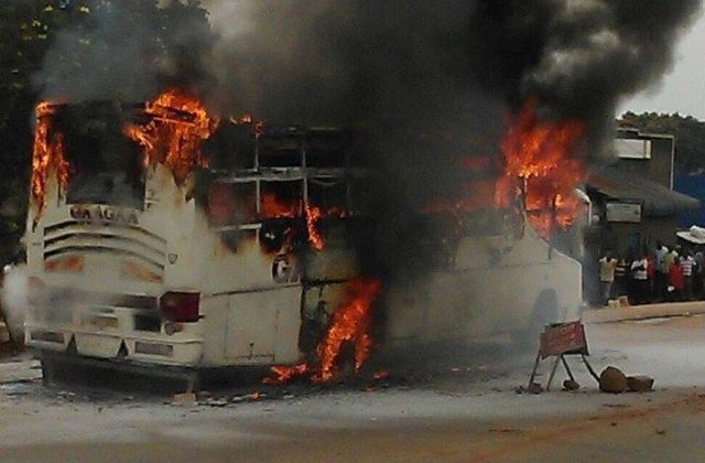 Passenger Bus Blows Up In Flames In Matuga — Photos