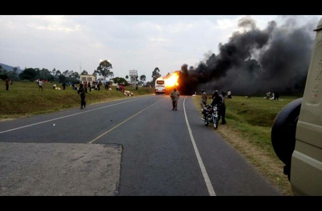 50 Passengers Survive death as Jaguar Bus burns to Ashes