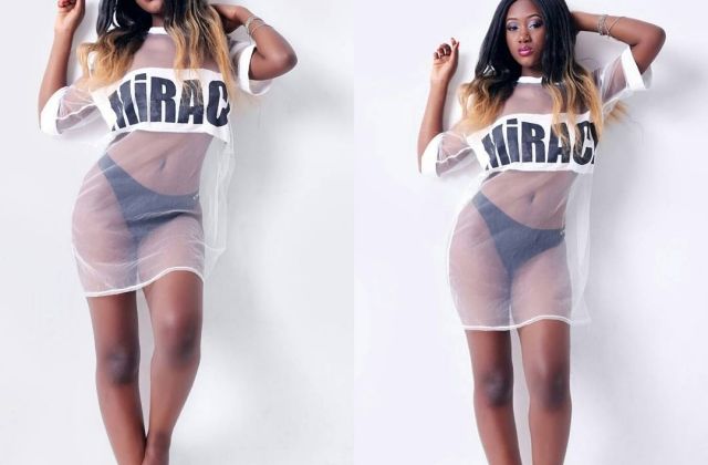 Model Kembabazi Jackie Flaunts Sexy Knickers in Sheer See-Through T-shirt