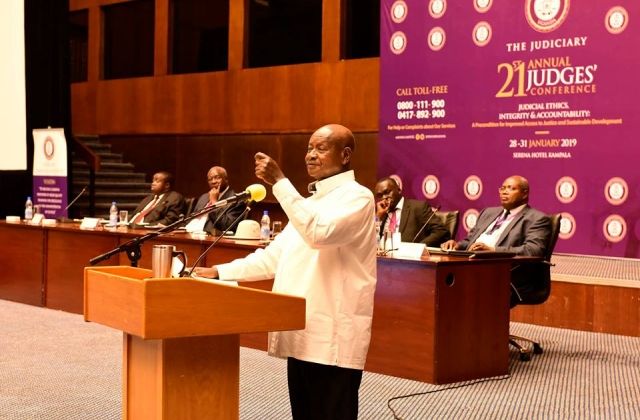 Museveni lectures Judges on State historic mission