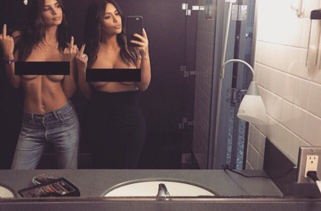 Kim Kardashian and Emily Ratajkowski Pose Topless Together