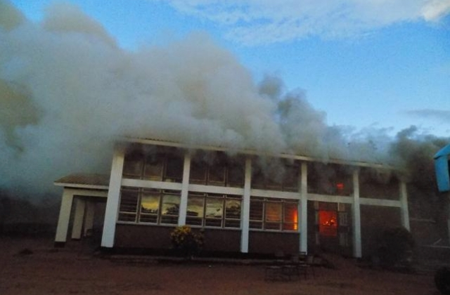 Shocker! Gulu University Students Strike, Burn Down The Main Hall