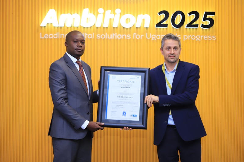 MTN Uganda receives International Standards Certification ISO 27001 on